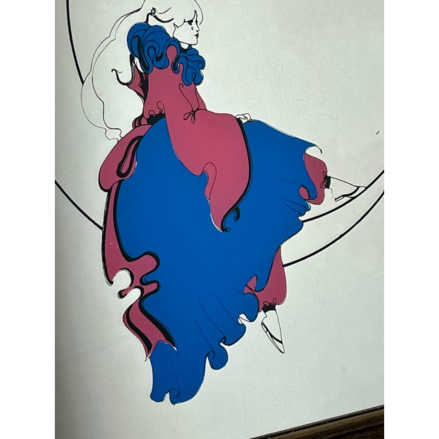 Vintage Art Deco Mirrors with Pierrot Harlequin on Crescent Moon Artwork, 1970s, Set of 2 For Sale - Image 10 of 17