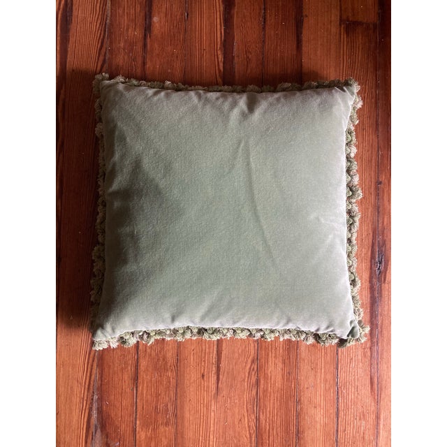 French Authentic 19th Century French Needlepoint Pillow, With Down Interior and Velvet Backing. For Sale - Image 3 of 3