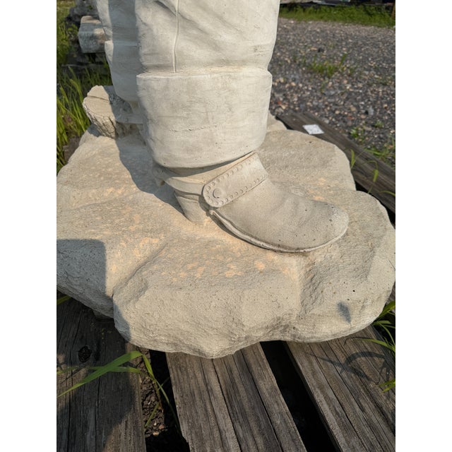 Monumental Cast Concrete Cowboy Western Gunslinger Sculpture - 80 Inches - Lifesize For Sale - Image 17 of 18