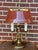 Red 1960s Maison Janson Style Brass and Red Toleware Bouillotte Table Lamp For Sale - Image 8 of 12