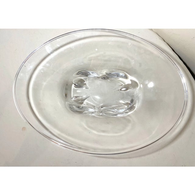 Large High Quality Vintage Hand Blown Orrefors Clear Glass Centerpiece Oval Bowl For Sale - Image 12 of 13