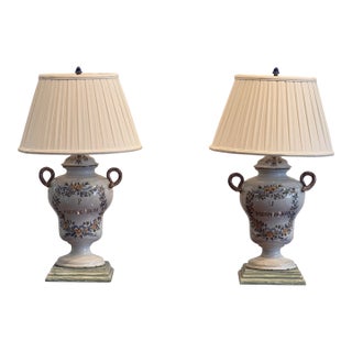 Pair of 1980s Faience Lamps For Sale