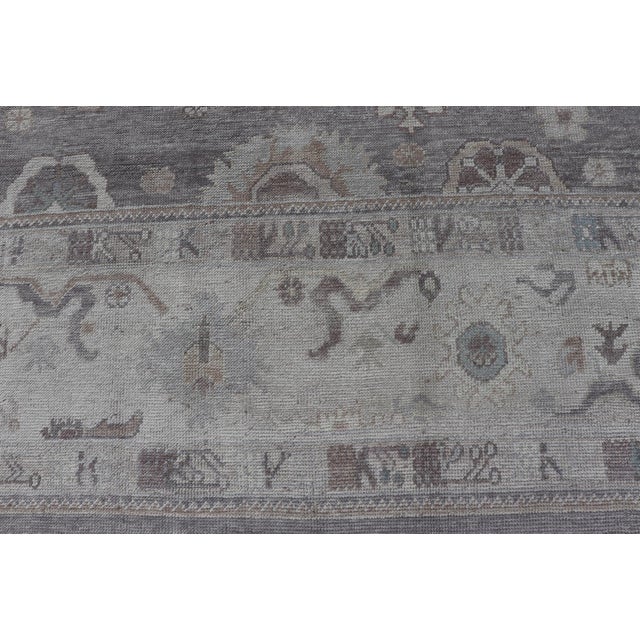 Large Turkish Oushak Rug in Soft Gray, Ivory, and Taupe With Floral Motifs For Sale - Image 13 of 16