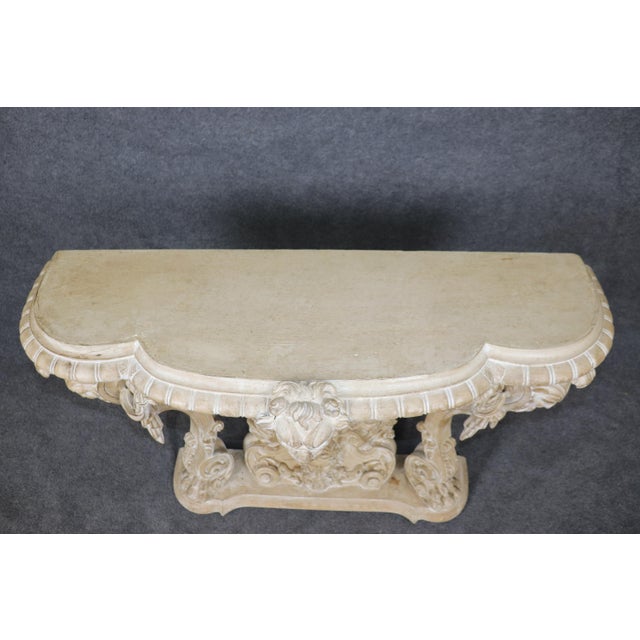 Late 19th Century Fine Carved White Painted Decorated Italian Console With Figural Masks For Sale - Image 5 of 12