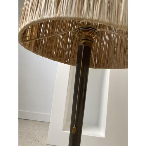 Vintage Metal Lamp with Natural Fiber Lampshade For Sale - Image 12 of 18