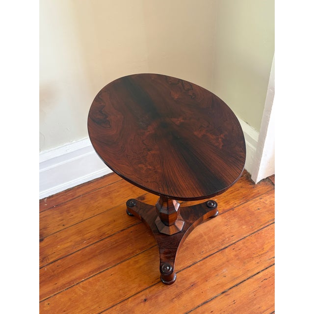 1920s Regency Continental Carved Rosewood and Marquetry Side Table For Sale - Image 5 of 10