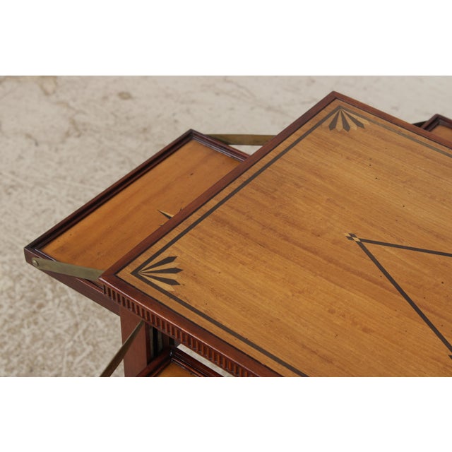 Brown John Widdicomb Marquetry Inlaid Serving Bar Cart For Sale - Image 8 of 18