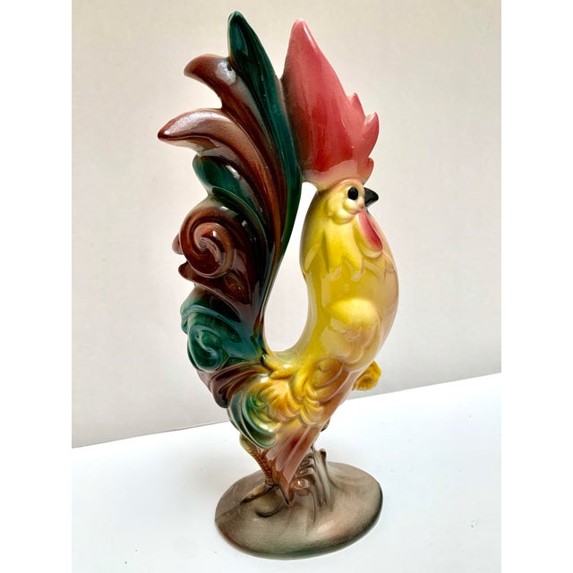 Colorful pottery ceramic bold colorful Americana rooster decor accent. Lots of color and texture. Perfect for the kitchen...