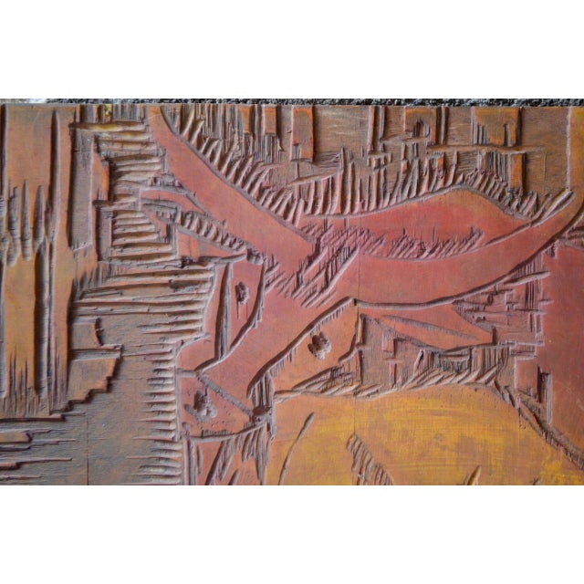 Boho Chic Carved Wooden Plaque, 1970s For Sale - Image 3 of 7