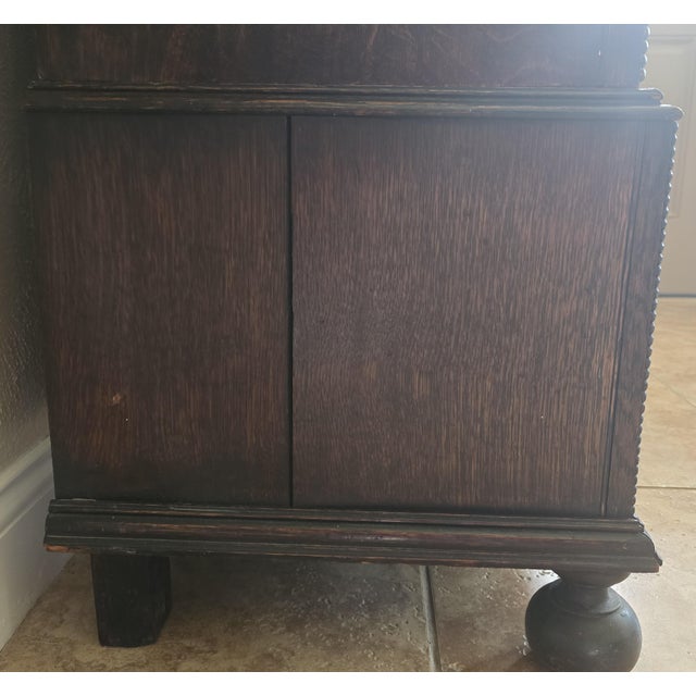 Antique Victorian Gothic Revival Armoire 19th Century, Handcarved Oak For Sale - Image 11 of 17