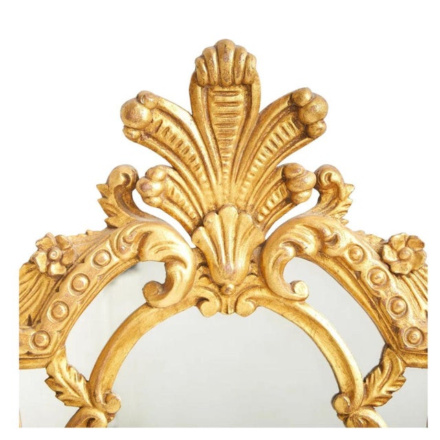 Rococo Pair of Louis XV Style Giltwod Mirrors With Crest For Sale - Image 3 of 4