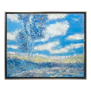 1990s Pascucci Landscape Clouds Oil Painting, Framed