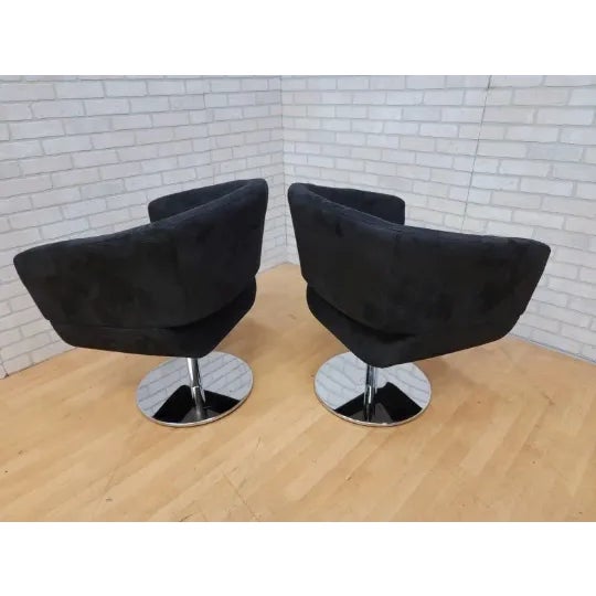 Early 21st Century Modern Italian Tulip Chrome Base Chairs Newly Reupholstered - Pair For Sale - Image 5 of 9