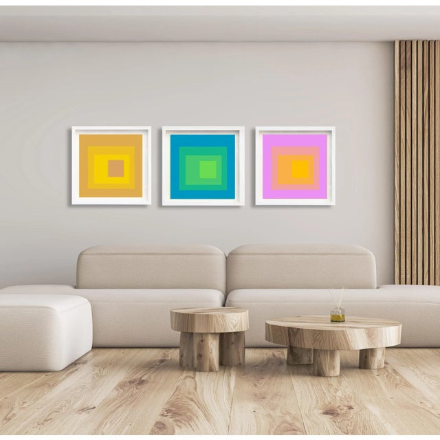 Mid-Century Modern Contemporary Geometric Art Prints 24x24 - Set of 3 For Sale - Image 3 of 9