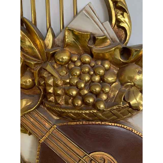 Hollywood Regency Vintage Syroco Musical Instruments Wall Hanging For Sale - Image 3 of 9