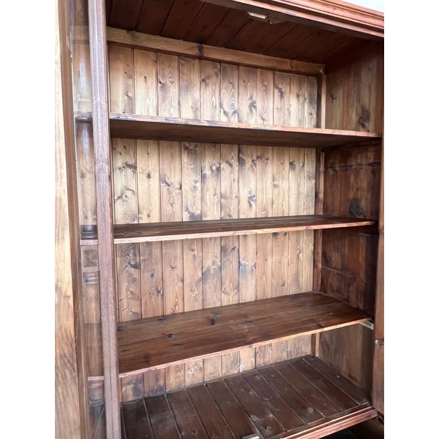 Early 20th Century 20th Century Large Cupboard or Bookcase with Glass Vitrine, Pine, Spain Restored For Sale - Image 5 of 18