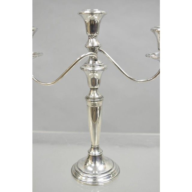 Vintage Revere Silversmith Sterling Silver Weighted 3 Arm Candelabra Candlestick For Sale - Image 9 of 11