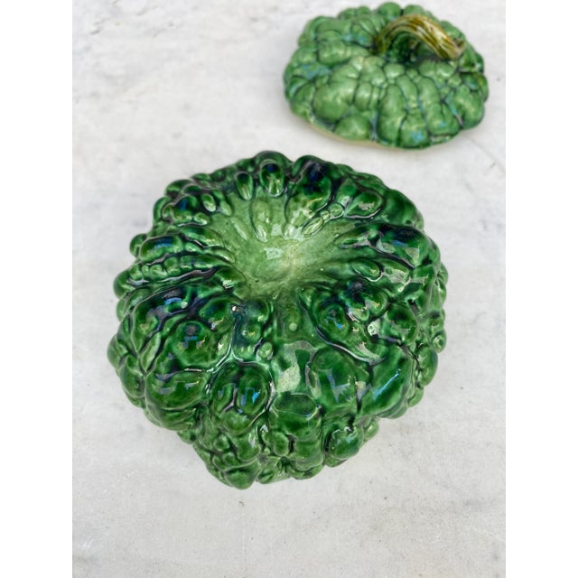 19th Century Portuguese Majolica Pumpkin Mustard Pot For Sale In Austin - Image 6 of 8