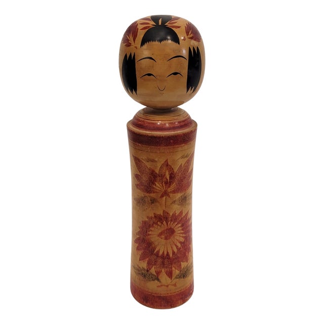 Traditional Kokeshi Doll inn Polychrome Wood, 1940s For Sale