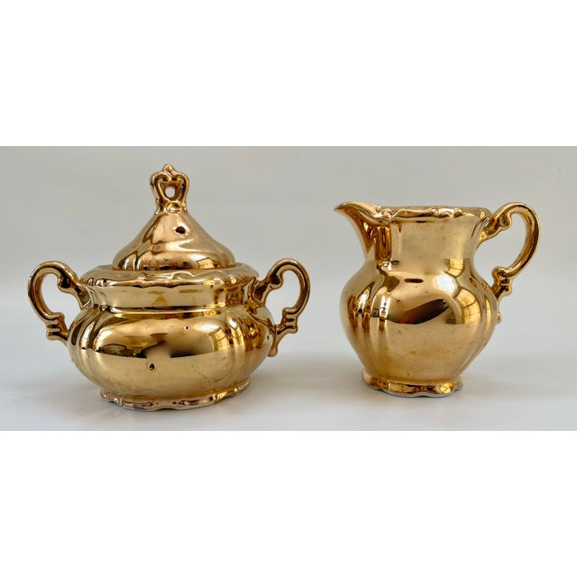 Vintage 24k Gold Plated Sugar & Creamer Set - a Pair For Sale - Image 4 of 9