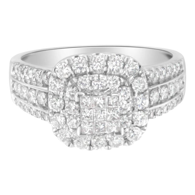 14K White Gold Diamond Vintage Ring (1 cttw, H-I Color, I1-I2 Clarity) - Size 8 For Sale
