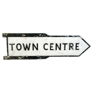 Large European Cast Metal Town Centre Center Sign For Sale