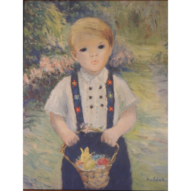 Gold Framed Print of Boy W. Basket - Signed For Sale - Image 4 of 12