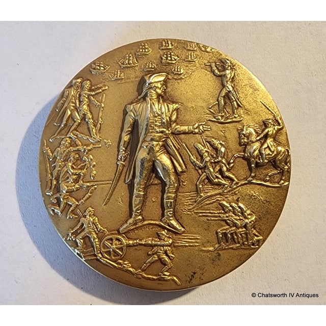 83.7g .999 Pure Silver Michael Lantz ~ Medallic Art Company Us Bicentennial Coin 1776-1976 ~ New Rochelle Ny ~ 24k Plate Washington & Paine For Sale In New York - Image 6 of 10