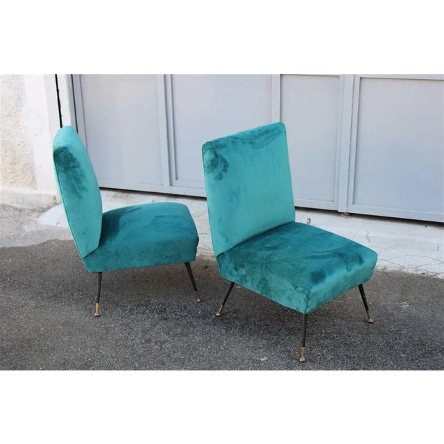 Set of Green Velvet Lounge Chairs by Gigi Radice for Minotti, 1950s, in Very Good conditions. Designed 1950 to 1959 I have...