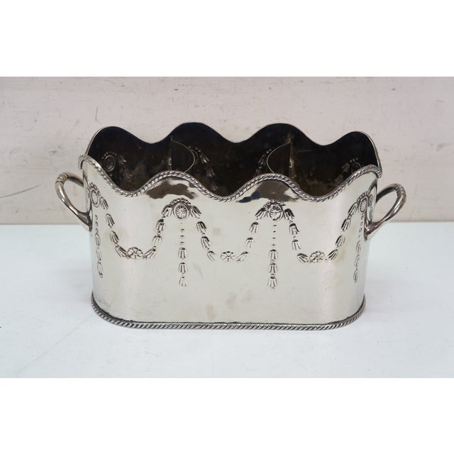 Antique French Silver Plate Divided 3 Bottle Champagne Wine Cooler Bucket For Sale - Image 6 of 16