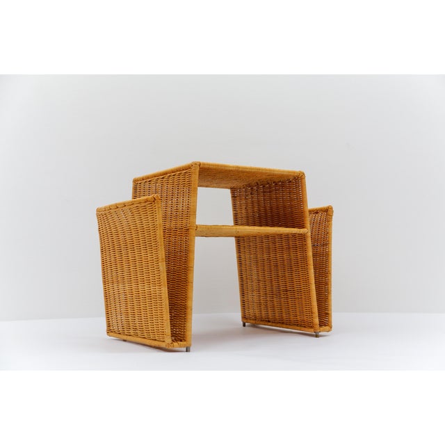 Italian Rattan Side Table and Magazine Rack, 1970s For Sale - Image 13 of 13
