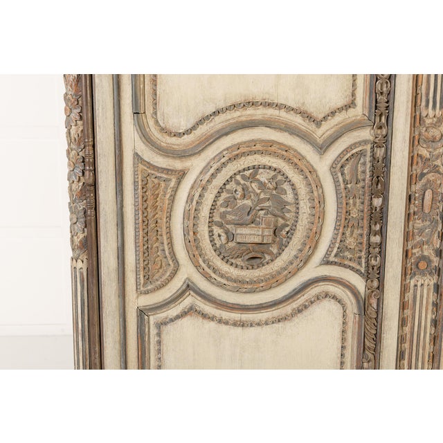 Antique French Painted Armoire in Wood, 1700s For Sale - Image 9 of 18