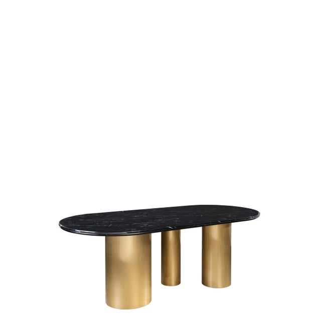 Balmain Black Oval Marble Top Dining Table for 6 For Sale - Image 4 of 4