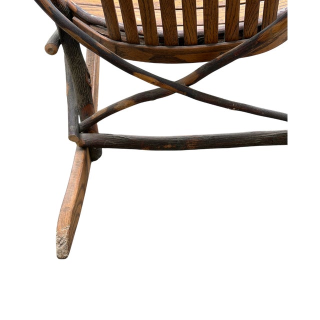 Late 20th Century Handcrafted Rustic Hickory Twig Rocking Chair With Matching Footstool Adirondack Lodge Style For Sale - Image 15 of 18