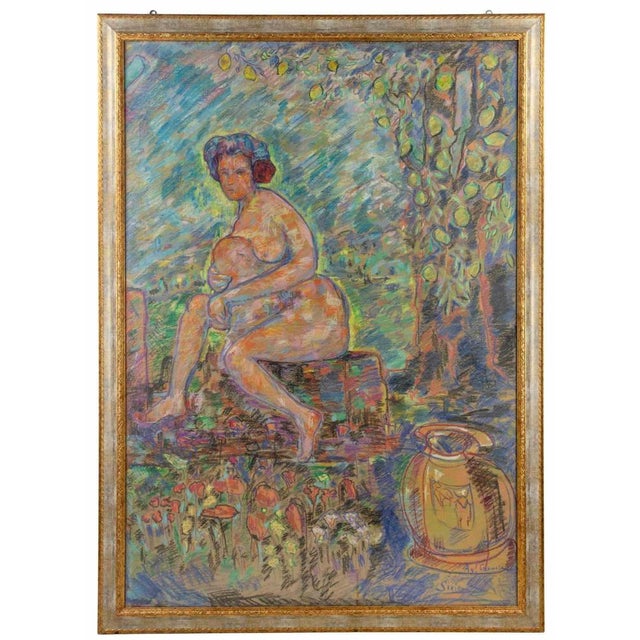 1960s Sirio Pellegrini, Nude under the Tree, Mixed Media, 1960s For Sale - Image 5 of 5