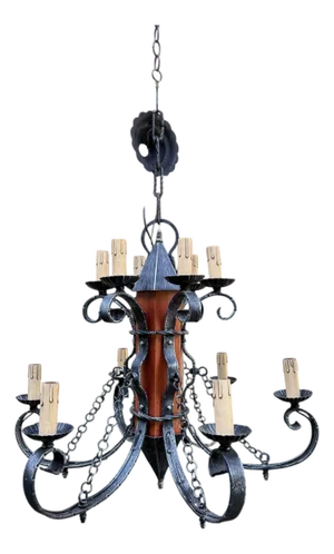 Made in Italy Mediterranean Revival Wrought Iron Style 12 Light Candle Chandelier