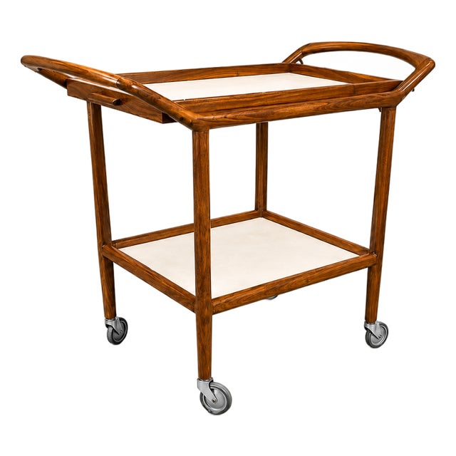 Brazilian Mid-Century Modern Bar Cart in Caviúna Wood, Brazil, 1960s For Sale