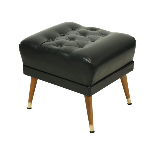 Vintage Black Ottoman with Conical Legs, 1960s For Sale - Image 11 of 11