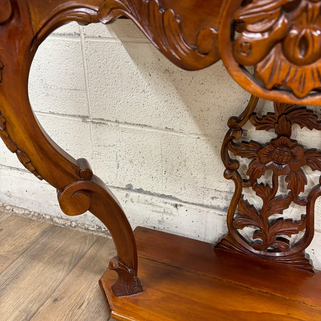 Vintage Carved Mahogany Serpentine Console Table Hall Table Entryway Table For Sale - Image 9 of 10