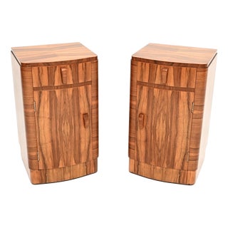 Art Deco Walnut Bedside Cabinets, 1930, Set of 2 For Sale