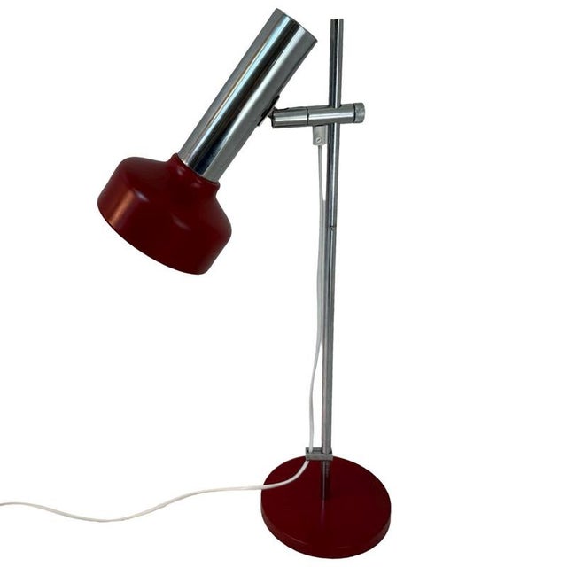 Metal Burgundy Red Desk Lamp from Gura, Germany, 1970s For Sale - Image 7 of 11
