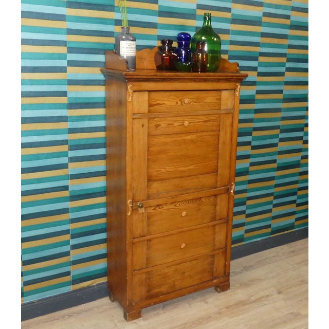 Tall Antique Biedermeier Wooden Pantry Cupboard For Sale - Image 4 of 18