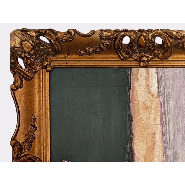 Beige "Down to Earth" Abstract Painting in Antique Frame, Transitional Original Art by JTS For Sale - Image 8 of 10