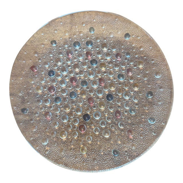 Four 8” Asteroid Bubble Glass Plates by Mid-Century Modern Polish Art Glass Designer Jan Sylwester Drost For Sale
