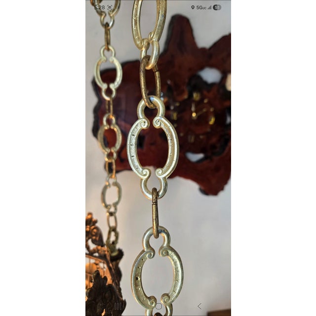 1940s Hanging Chandelier / Glass Top Table / Lamp Antique For Sale - Image 10 of 12