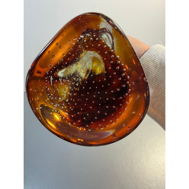 1970s Murano Archimede Seguso Amber Bullicante Glass Madonna Sculpture 14" For Sale In Los Angeles - Image 6 of 8