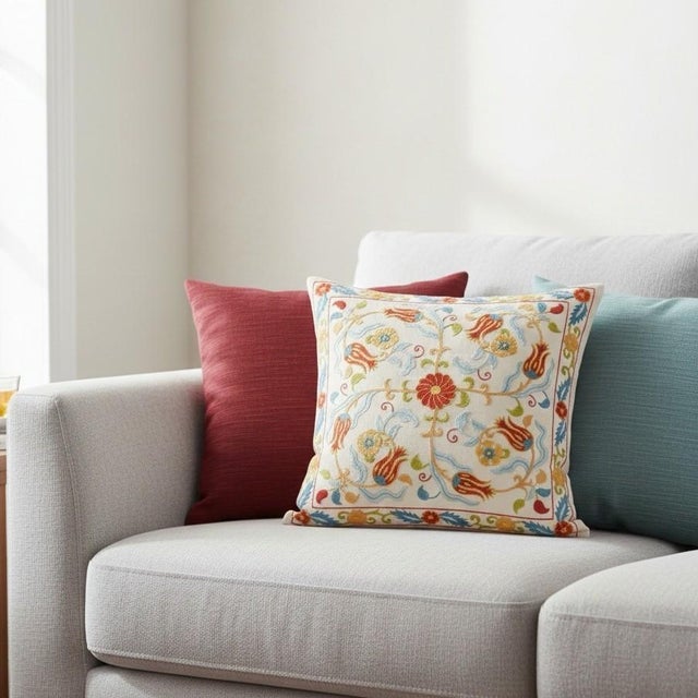 New Hand-Embroidered 100% Silk Cushion Cover – Authentic Uzbek Textile Art Elevate your home décor with this exquisite...