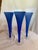 Vintage post modern Hollow Stem cobalt blue flutes set of 6. This fun champagne flutes from the 1980’s.