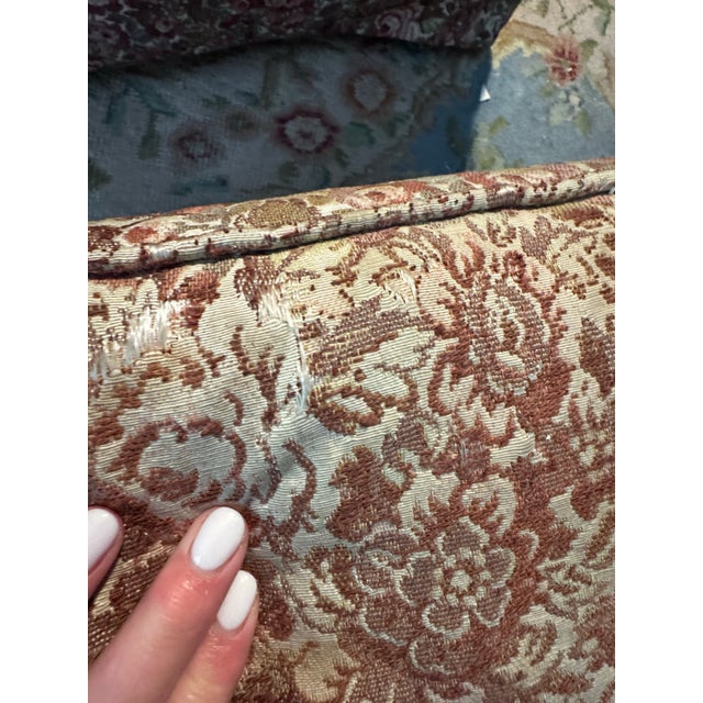Vintage Floral Tufted Rocking Chair & Matching Ottoman With Nailhead Trim For Sale In Portland, OR - Image 6 of 12