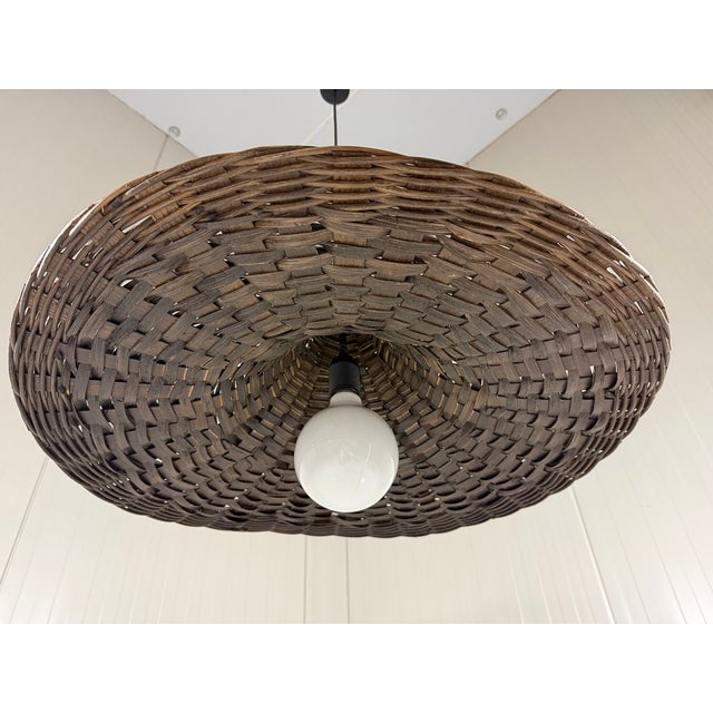 Wood Vintage Rattan Wicker Hanging Lamp, 1960s For Sale - Image 7 of 17